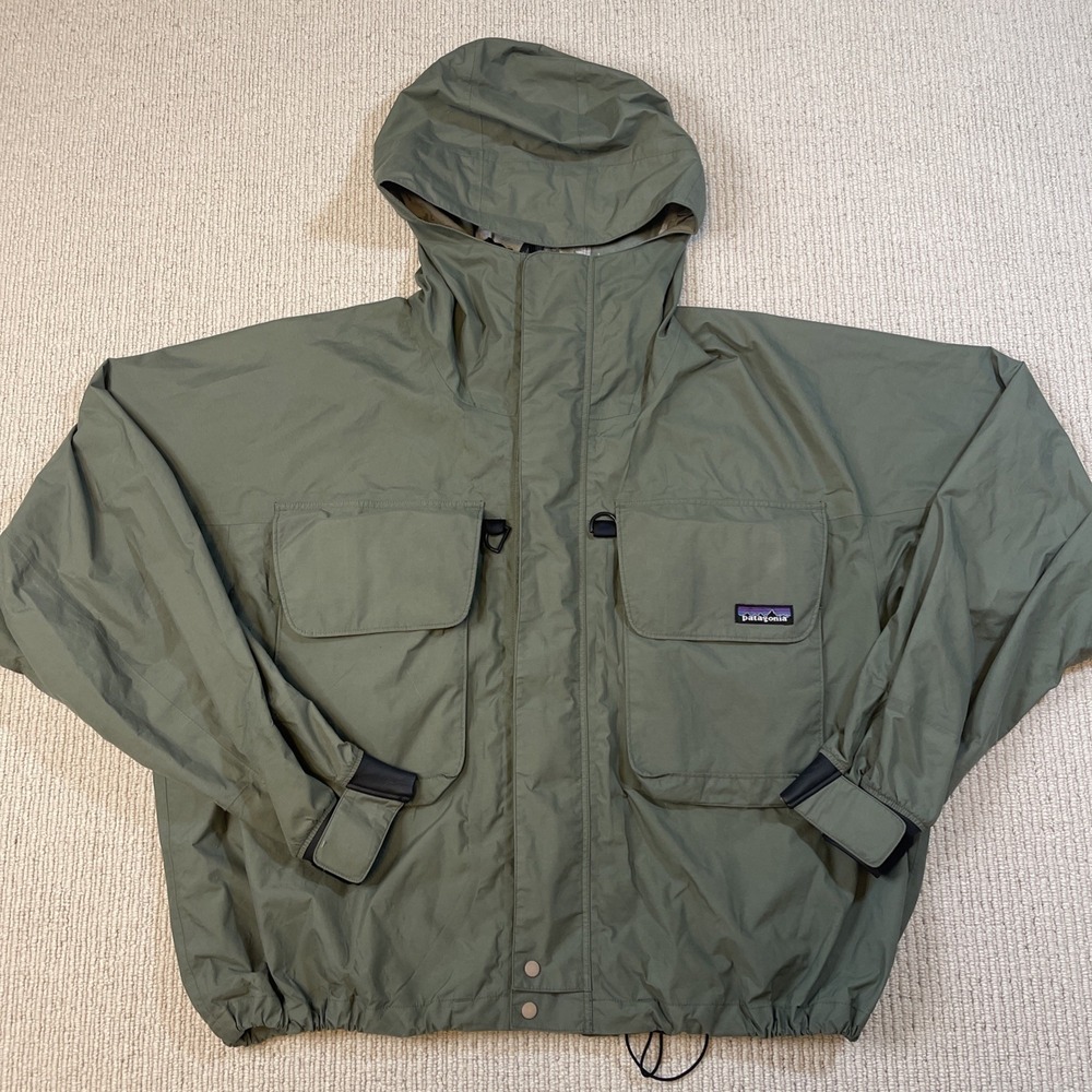 PATAGONIA Men's XL SST Deep Wading Fishing Waterproof Jacket Green